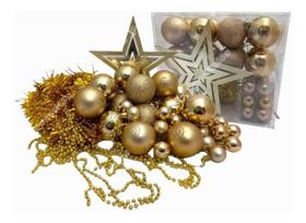 44 Pç Natalino Decoração Bolas Ponteiro de Estrela Dourada