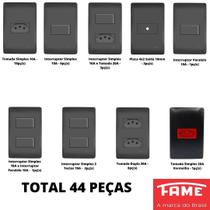 44un Tomadas Interruptores 4x2 Com Placa Habitat Black FAME