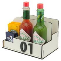 45 Organizador de Mesa Porta Sachê Sal Pimenta Guardanapo Lanchonete Branco