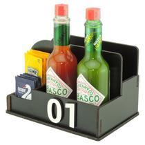 45 Organizador de Mesa Porta Sachê Sal Pimenta Guardanapo Lanchonete Preto