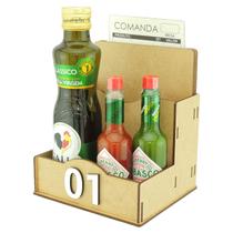 45 Porta Comanda Guardanapo Azeite Temperos Galheteiro Restaurante Crú