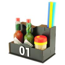 45 Porta Molhos Pimenta Guardanapo Canudos Temperos Pizzaria Preto