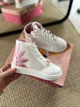 4725 Tênis Infantil Cano Alto Branco com Rosa Super Estiloso 4725 Tênis Infantil Cano Alto Branco com Rosa Super Estiloso