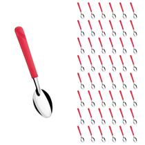 48 Colheres de Sopa Vermelho Aço Inox Plástico Luna Casa