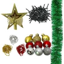 48 Enfeites de Natal Decoração Bolinhas Estrela Cordões