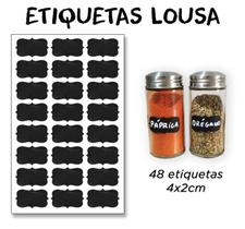 48 Etiquetas Adesivas Lousa 4x2cm + Caneta - CASA MIX