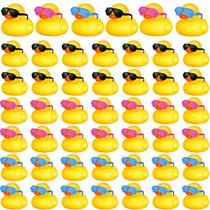 48 PCes Pato de Banho Mini Patos de Borracha com 48 Conjuntos de Brinquedos de Óculos de Sol, Pato de Borracha Pato de Banho Brinquedos de Banheira de Brinquedo para Festa de Aniversário Favores Presente Festa Suprimentos Prêmios de Sala de Aula (Amare