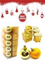 48 Pendente Árvore Natal Bolinhas Presente Tambor Dourado 48 Pendente Árvore Natal Bolinhas Presente Tambor Dourado