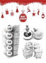 48 Pendente Árvore Natal Bolinhas Presente Tambor Prateado 48 Pendente Árvore Natal Bolinhas Presente Tambor Prateado