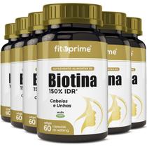 48 Potes Biotina 150% Cabelos Unhas Firmeza & Crescimento 60 Cápsulas Fitoprime