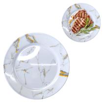 48 Pratos Raso Decoração Marmorizado em Melamina Buffet 25cm