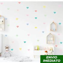 48 Und Adesivo De Parede Coração 7x6cm Colorido Tons Pastéis Infantil