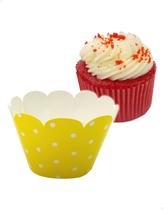 48x Saia para Cupcake Pequeno Wrapper Poá Amarelo (5x3.6x3) Papel Cartão 250g com Plastificação 48x Saia para Cupcake Pequeno Wrapper Poá Amarelo (5x3.6x3) Papel Cartão 250g com Plastificação