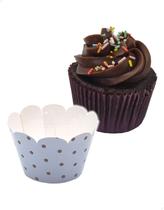 48x Saia para Cupcake Pequeno Wrapper Poá Azul/Marrom (5x3.6x3) Papel Cartão 250g com Plastificação 48x Saia para Cupcake Pequeno Wrapper Poá Azul/Marrom (5x3.6x3) Papel Cartão 250g com Plastificação