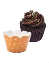 48x Saia para Cupcake Pequeno Wrapper Poá Laranja (5x3.6x3) Papel Cartão 250g com Plastificação 48x Saia para Cupcake Pequeno Wrapper Poá Laranja (5x3.6x3) Papel Cartão 250g com Plastificação