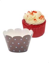 48x Saia para Cupcake Pequeno Wrapper Poá Marrom/Azul (5x3.6x3) Papel Cartão 250g com Plastificação 48x Saia para Cupcake Pequeno Wrapper Poá Marrom/Azul (5x3.6x3) Papel Cartão 250g com Plastificação