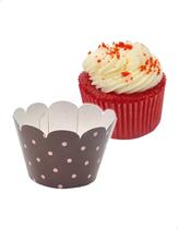 48x Saia para Cupcake Pequeno Wrapper Poá Marrom/Rosa (5x3.6x3) Papel Cartão 250g com Plastificação 48x Saia para Cupcake Pequeno Wrapper Poá Marrom/Rosa (5x3.6x3) Papel Cartão 250g com Plastificação