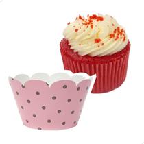 48x Saia para Cupcake Pequeno Wrapper Poá Rosa (5x3.6x3) Papel Cartão 250g com Plastificação 48x Saia para Cupcake Pequeno Wrapper Poá Rosa (5x3.6x3) Papel Cartão 250g com Plastificação