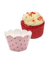 48x Saia para Cupcake Pequeno Wrapper Poá Rosa/Marrom (5x3.6x3) Papel Cartão 250g com Plastificação 48x Saia para Cupcake Pequeno Wrapper Poá Rosa/Marrom (5x3.6x3) Papel Cartão 250g com Plastificação