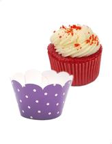 48x Saia para Cupcake Pequeno Wrapper Poá Roxa (5x3.6x3) Papel Cartão 250g com Plastificação 48x Saia para Cupcake Pequeno Wrapper Poá Roxa (5x3.6x3) Papel Cartão 250g com Plastificação