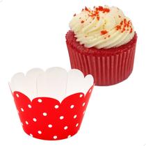 48x Saia para Cupcake Pequeno Wrapper Poá Vermelho (5x3.6x3) Papel Cartão 250g com Plastificação 48x Saia para Cupcake Pequeno Wrapper Poá Vermelho (5x3.6x3) Papel Cartão 250g com Plastificação