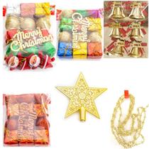 49 Enfeite Árvore Natal Colorido Ponteira Dourada Sininho