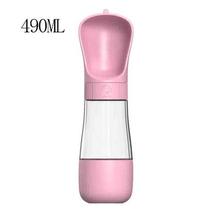 490ML 2 Em 1 Garrafa De Água Portátil Para Gatos Cães E Dispensador Multifuncional Cor:Rosa