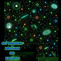 497 Img Adesivos Brilham No Escuro Fosforescente Galaxia, Planetas, Estrelas - Decoração Quarto Infantil