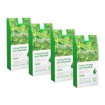 4cx Folhas Prontas Depilação Facial Depilflax Hortelã 24un 4cx Folhas Prontas Depilação Facial Depilflax Hortelã 24un