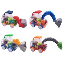 4pc carro de brinquedo transparente para crianças carro elétrico mecânico operado por bateria brinquedo de carro de corrida com engrenagens móveis coloridas visíveis, luz led brilhante Effe