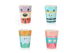 4pcs Kids Cups Set Natural Bamboo Fiber Baby Cup Toddler Water Suit Cartoon Animal Cute Creative Children Use Cup Daily Use Cup Copos (Conjunto A)