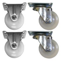 (4pçs) Rodizio 2pol. Nylon (2 Fixo + 2 Giratorio) 80kg Roda (4pçs) Rodizio 2pol. Nylon (2 Fixo + 2 Giratorio) 80kg Roda