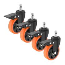 (4pçs) Rodízio 4pol. PP Rosca 1/2 Giratório Freio Rolamento