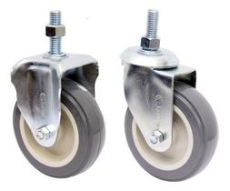 (4pçs) Rodizio 4pol. R412 Bp Pvc Anti Risco (2 Giratorio + 2 Fixo) Para Carrinho Supermercado, 65kg Por Roda (4pçs) Rodizio 4pol. R412 Bp Pvc Anti Risco (2 Giratorio + 2 Fixo) Para Carrinho Supermercado, 65kg Por Roda