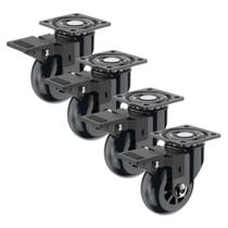 (4pçs) Rodízio Gel 50mm Freio Giratório Chapa Preto Móveis (4pçs) Rodízio Gel 50mm Freio Giratório Chapa Preto Móveis