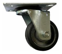 (4pçs) Rodizio Girat. C/ Placa Alumínio Borracha 3pol. 80kg