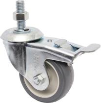 (4pçs) Rodizio Girat. Espiga Roscada C/ Freio 3pol. R312 Bp Pvc Anti Risco 60kg Por Roda