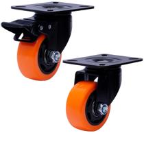 (4pçs) RODIZIO GIRAT PLACA 312 ROLAMENTO(2 C/ FREIO + 2 SEM) (4pçs) RODIZIO GIRAT PLACA 312 ROLAMENTO(2 C/ FREIO + 2 SEM)