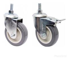 (4pçs) Rodizio Girat. Rosca 4pol. R412 Bp Pvc Anti Risco (2 Com Freio + 2 Sem) 65kg Por Roda