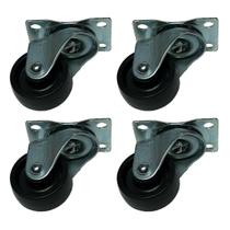 (4pçs) Rodizio Giratorio Roda 32mm Pp Preto Placa 4 Furos (4pçs) Rodizio Giratorio Roda 32mm Pp Preto Placa 4 Furos