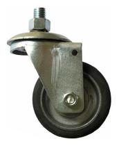 (4pçs) Rodizio Giratorio Rosca Alumínio Borracha 3pol. 80kg