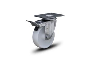 (4pçs) rodizio inox giratorio placa c/ trava roda 75mm nylon