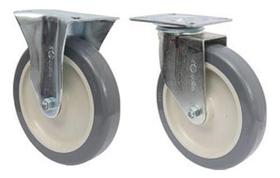 (4pçs) Rodizio Placa 6pol. R612 Bp Pvc Anti Risco (2 Fixo + 2 Giratorio) 85kg Por Roda