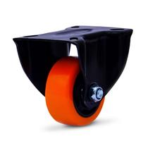 (4pçs) RODIZIO PRETO FIXO PLACA RODA 75MM LARANJA ROLAMENTO