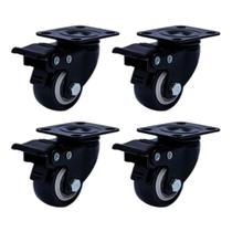 (4pçs) RODIZIO PRETO GIRAT. PLACA FREIO RODA 41MM ROLAMENTO