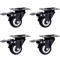 (4pçs) RODIZIO PRETO GIRAT. PLACA TRAVA RODA 50MM ROLAMENTO