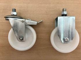 (4pçs) Rodizio Rosca 4pol. Nylon (2 Fixo +2 Girat. C/ Freio) (4pçs) Rodizio Rosca 4pol. Nylon (2 Fixo +2 Girat. C/ Freio)