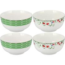 4Peças Tigela Homeco Delicata Bonechina 7x14x14cm 500ml Verde