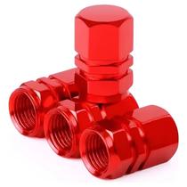 4Tampinha Vermelho Bico De Pneu De Carro E Moto De Aluminio