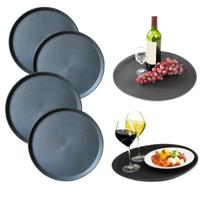 4un Bandeja Circular Redonda 40CM Preto Bar Restaurante Cumim Garçom Melhor Preço